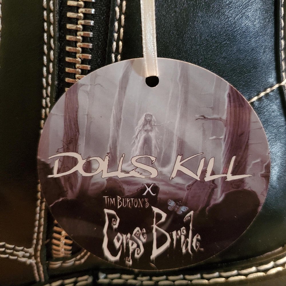 Dolls Kill Corpse Bride Boots Halloween with White Stitching